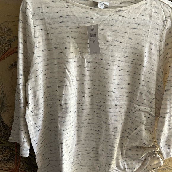 New J Jill Pure Jill Cotton Blend Neutral Top SZ Large Petite or Regular Large - Picture 7 of 11